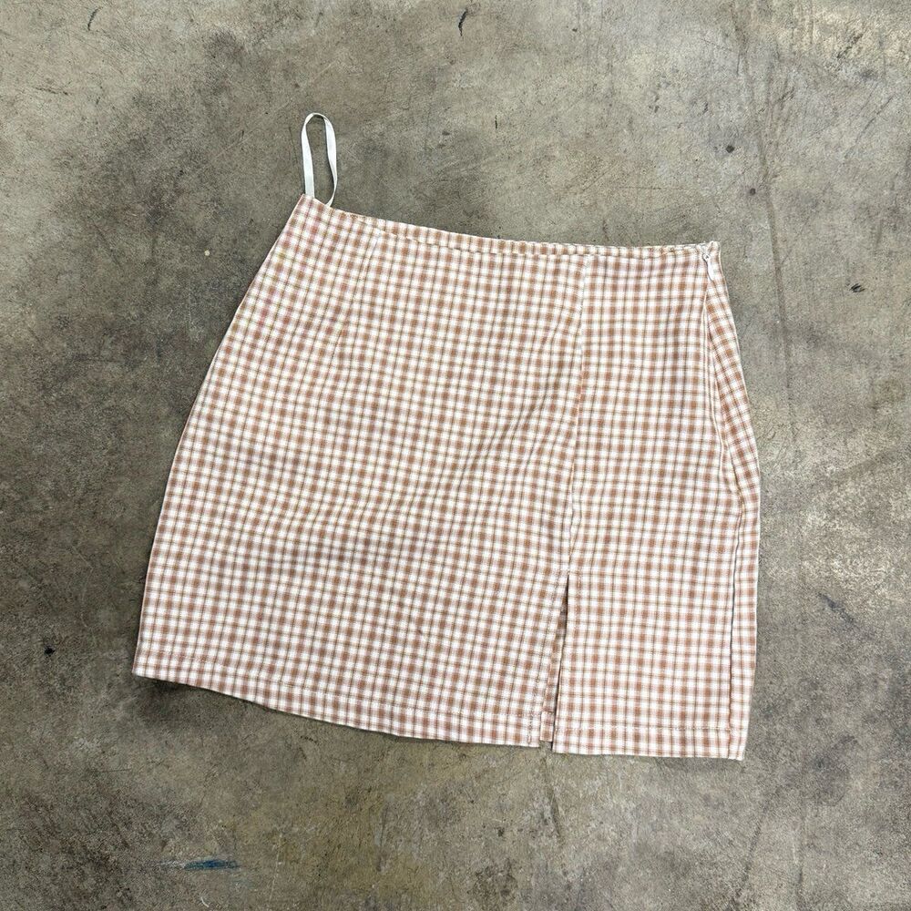 Pacsun plaid side slit mini skirt